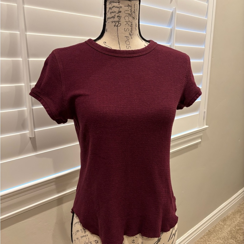 Everlane Burgundy Short Sleeve Knit Tee